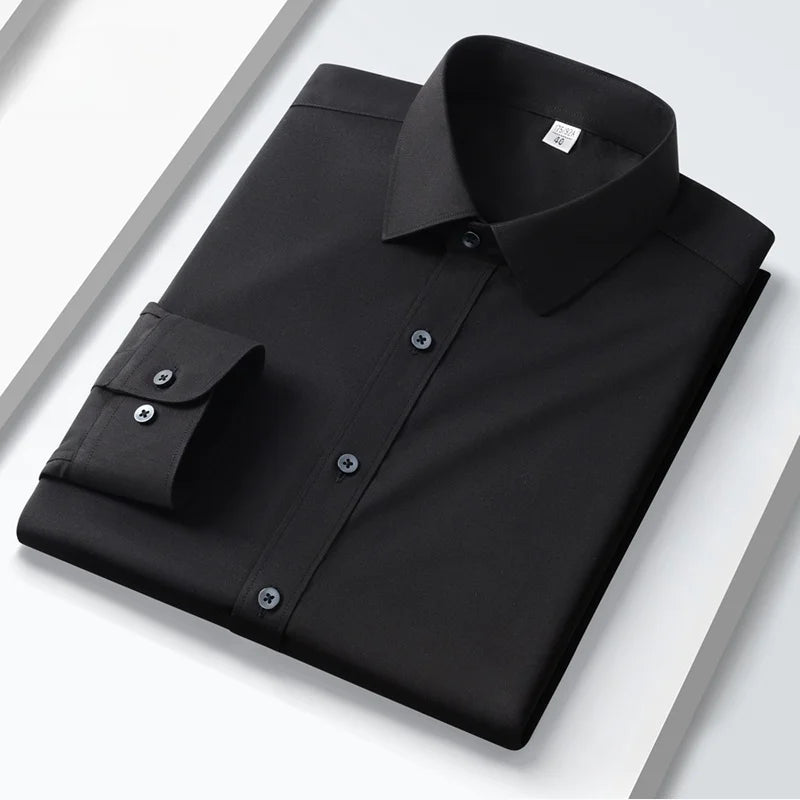Quality Anti-Wrinkle Men Shirt Long Sleeves Dress Shirts For Men Slim Fit Camisa Social Business Blouse White Office Shirt S-5XL
