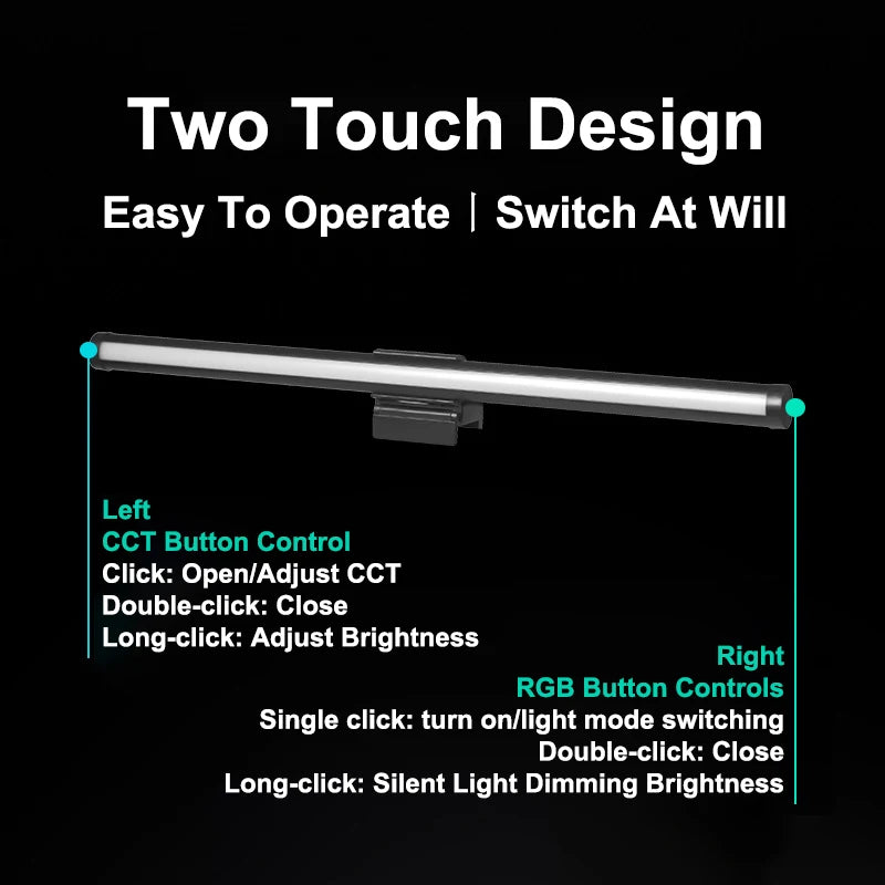 LED Monitor Light Bar RGB Desk Lamp Dimmable Office Eye-caring Table Lamps for Study Reading Computer Screen Hanging Light 40cm