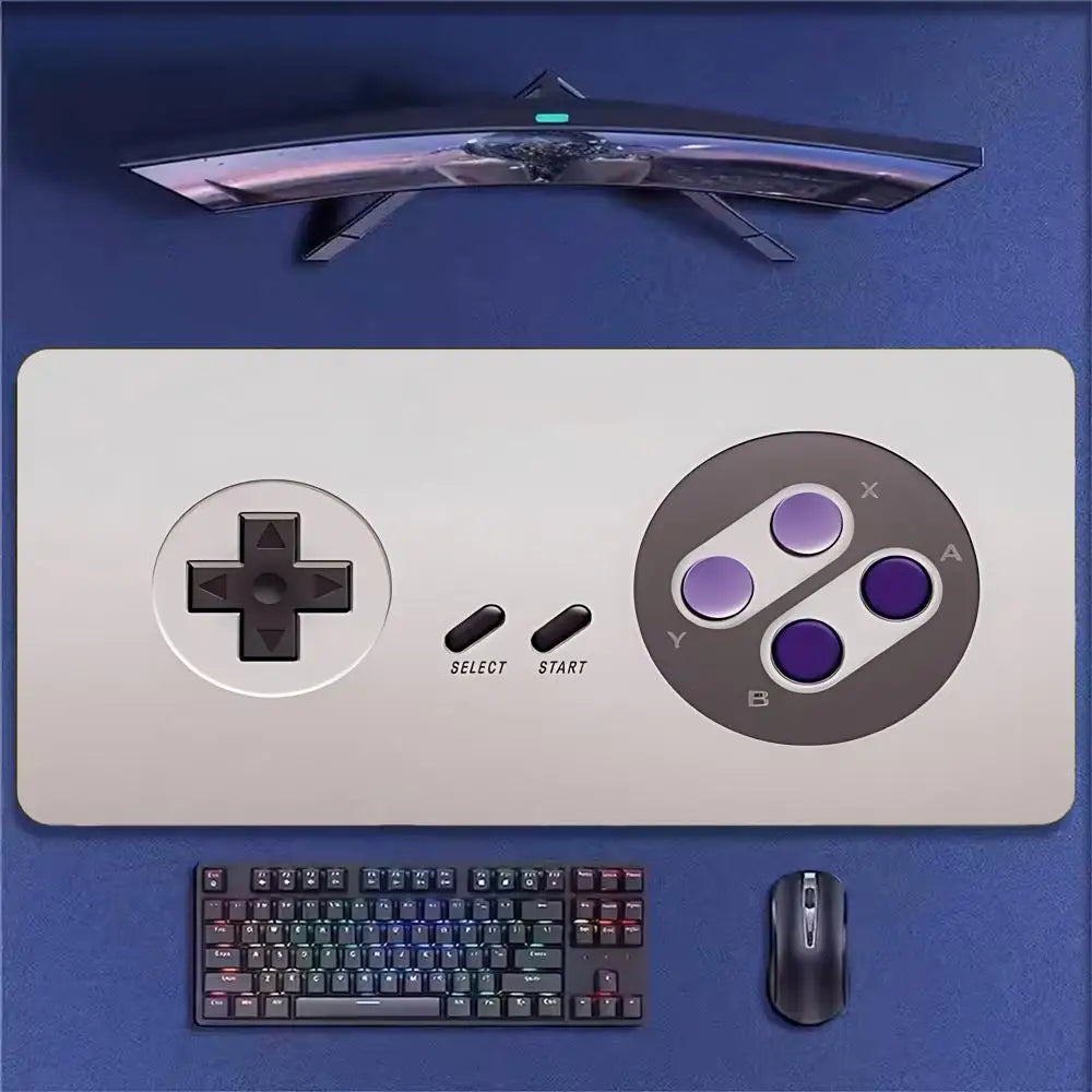 Super Retro Game Controller Mouse Pad Tapetes de Mesa Teclado, Borracha Kawai, Tapete de Mesa Antiderrapante, XXL90x40cm