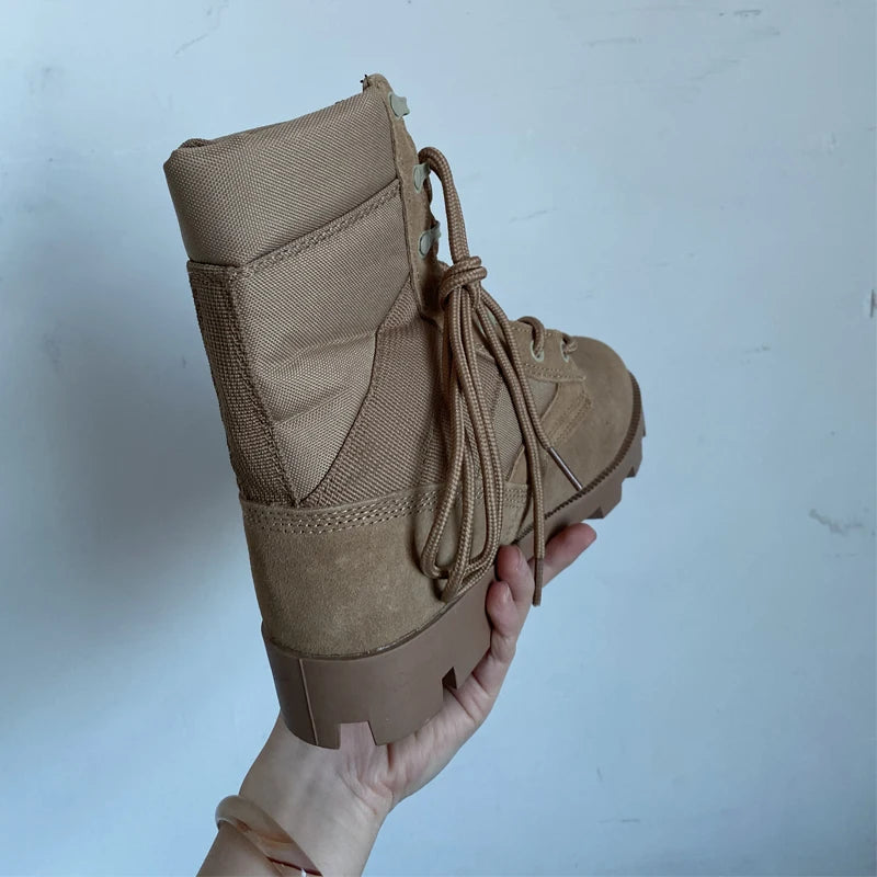 Men Combat Boots High Top Panama Desert Boot Outdoor Hiking Boots Man Anti Slip Tactical Boot Training Motorcycle Boot