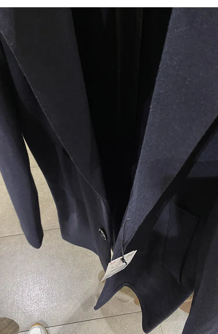 MAMELICCE Original design Mid-length woolen coat Wool-blend coat Classic business casual Autumn and winter trench coats Men coat