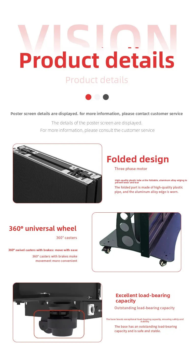 Indoor led poster screen folding advertising screen shopping mall mobile led display
