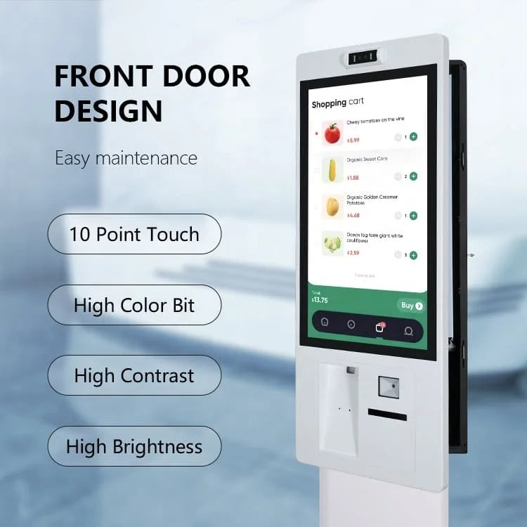 OEM Self Service Ordering Terminal With 23.8 27 Inch FHD Screen Kiosk Support Multiple Languages UI For Retail Food Chains
