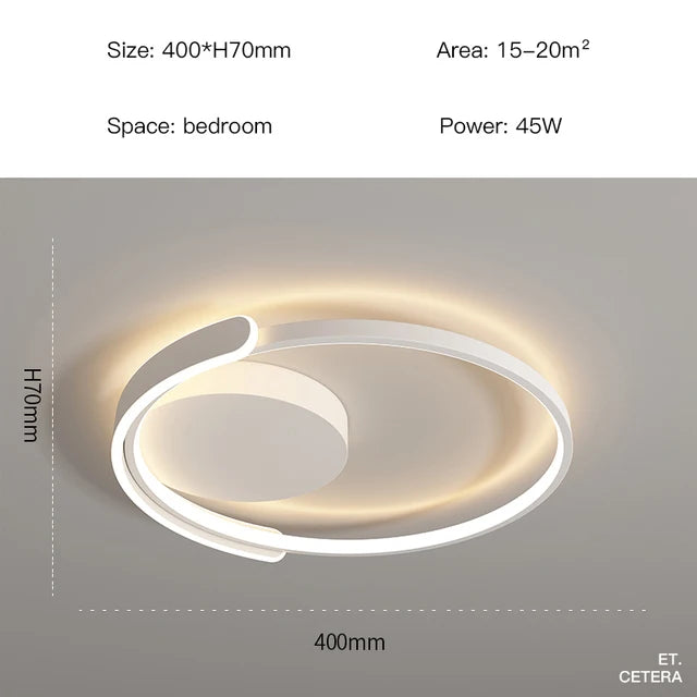 Modern Led Ceiling Light The Bedroom Black White Square Ring Lamp Living Room Study Nursery Indoor Lighting Fixture