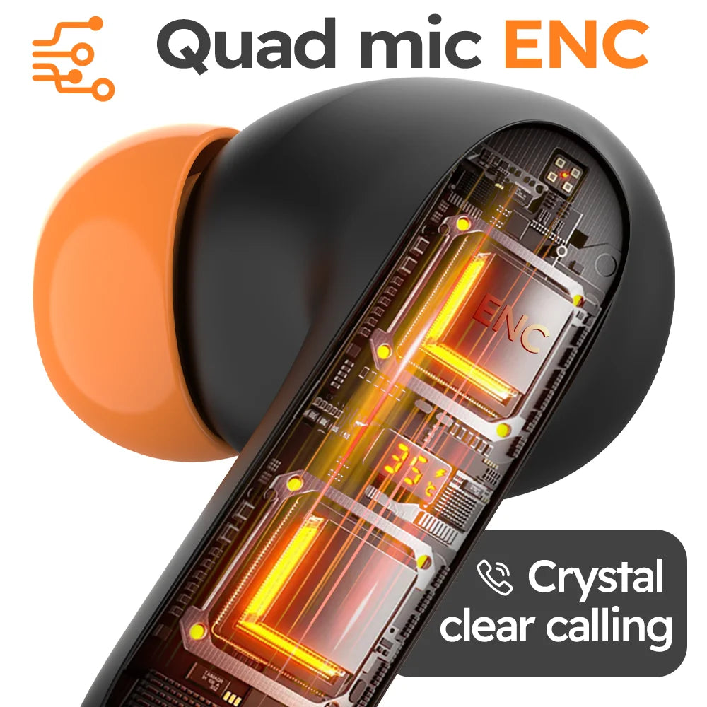 Bluetooth 5.4 TWS Wireless Bluetooth Earphones Ultra-low Latency Dual Microphone ENC Noise Cancelling in Ear Bluetooth Earphones