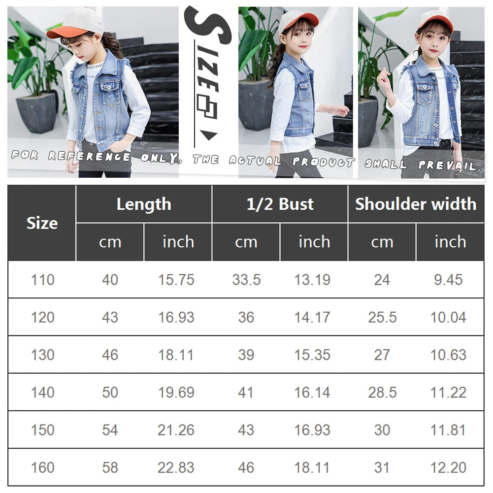 Girls Denim Vest,Kids Denim Jacket,Boys Vest Coat,Sleeveless Tassels Lapel Outerwear,Casual Button Children's Cowboy Waistcoat