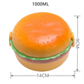 Hamburger Lunch Box Double Tier Cute Burger Bento Lunchbox Microwave Food Container Fork Tableware Set Owl Compartment