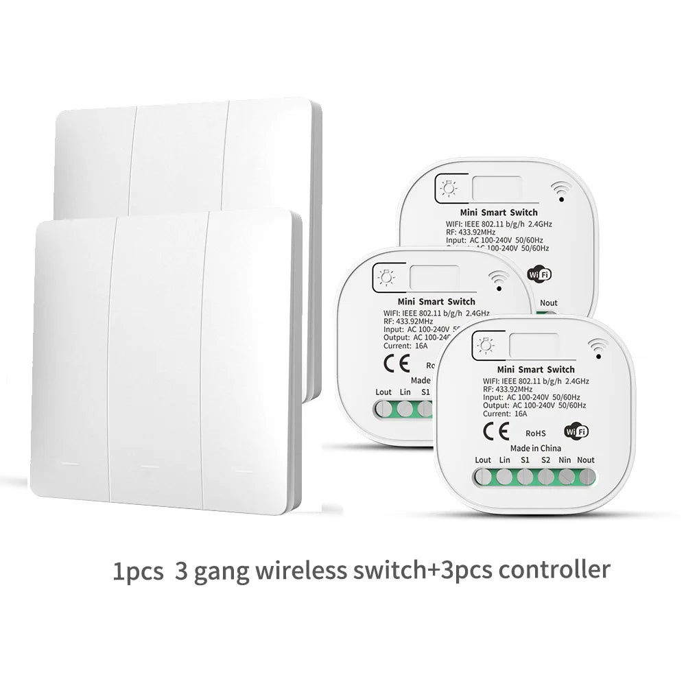 Outdoor Waterproof Smart Light Switch 1/2/3 Gang Tuya WiFi Self Powered No Battery Required with App & Voice Remote Control