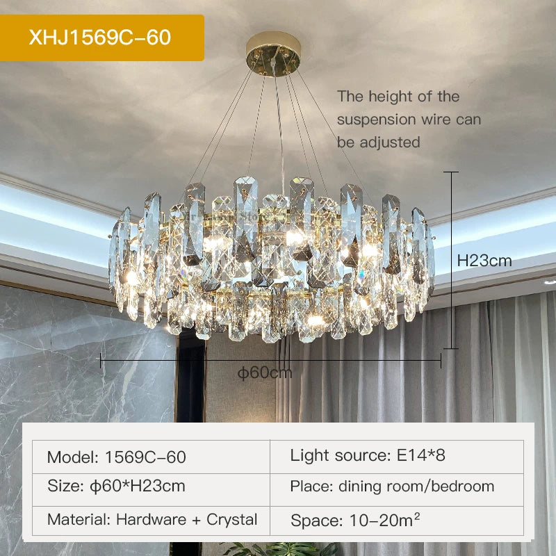 Postmodern Light Luxury LED Crystal Chandelier Atmosphere Dining Room High-end Home Bedroom Kitchen Living Room Pendant Lights