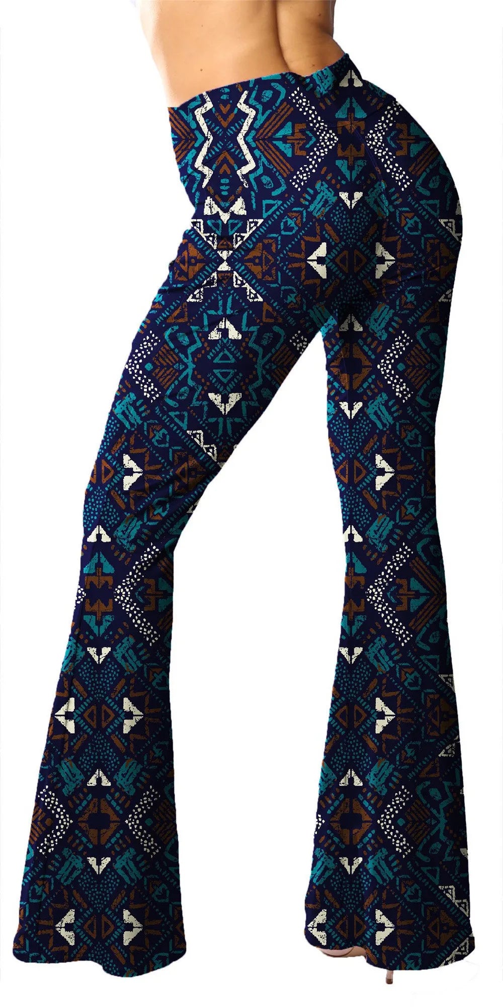 Flare Print Leggings Bell Bottom Palazzo Pants for Women Buttery Soft High Waisted High Waist Ethnic Paisley Bootcut Tall Long