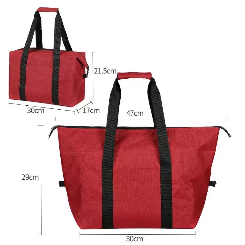 Large Capacity Insulated Tote Bag, Foldable Cooler Bag, Student Work Lunch Bag, Outdoor Picnic Bag