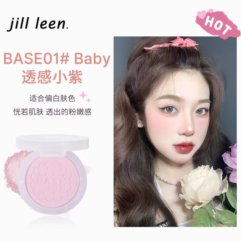 JILL LEEN Monochrome Colorful Soft Mist Blush Disc Highlight Grooming Peach Gills Purple Matte Brightening Expansion Color