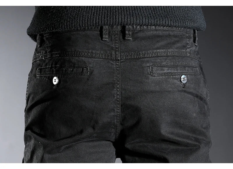 Streetwear Fashion Men Jeans Elastic Stretch Slim Fit Spliced Designer Casual Cargo Pants Hombre Hip Hop Joggers Men Overalls