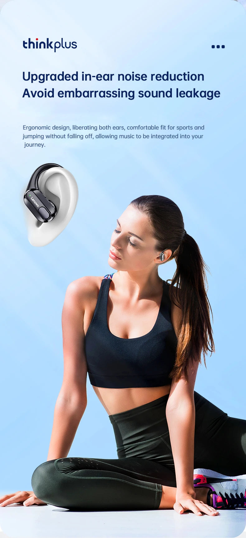 Lenovo XT80 Sports Wireless Earphones with Mics,Button Control, LED Power Display,Hifi Stereo Sound APP AI Translator Headset
