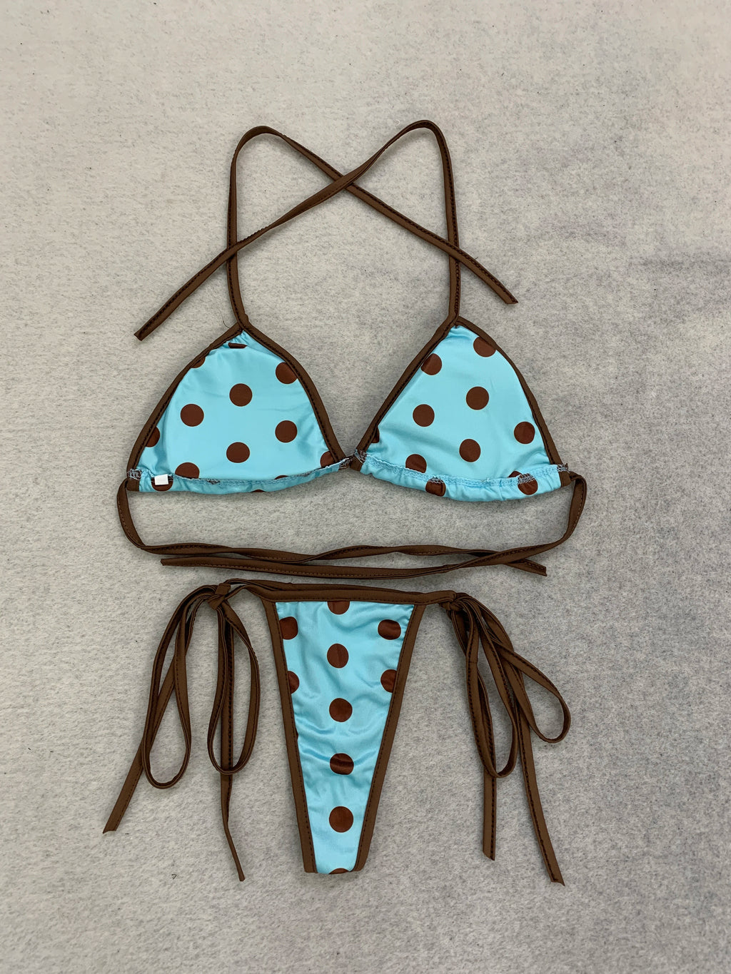 Women Retro Polka Dot 3 Piece Bikini Set Halter Triangle Top High Cut Side Tie Skirt Swimwear