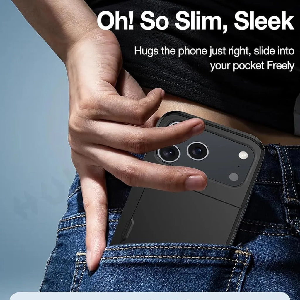 For iPhone 17 Pro Max 16 Pro Max 15 Pro 15 14 13 12 Wallet Card Case Holder Slide Slot Slim Hard PC Heavy Duty Protective Covers