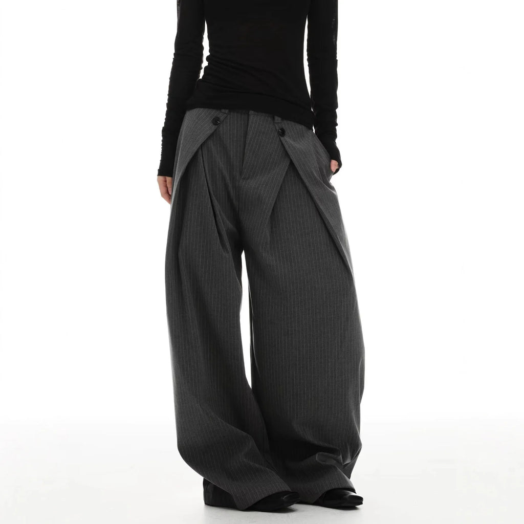 2026 New Vintage Pinstripe Suit Pants Loose Wide Leg Slimming Long Pants Casual Commute Trousers For Men And Women
