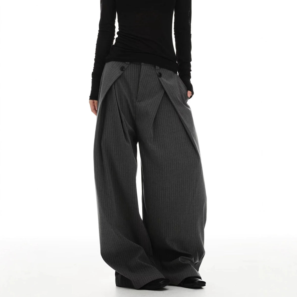 2026 New Vintage Pinstripe Suit Pants Loose Wide Leg Slimming Long Pants Casual Commute Trousers For Men And Women
