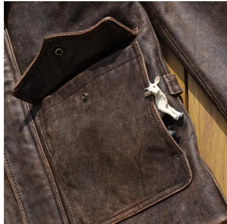 CC Shop Top.Natural,US nubuck leather coat.Vintage brown style casual genuine cowhide jacket.Men quality Rider leather cloth.