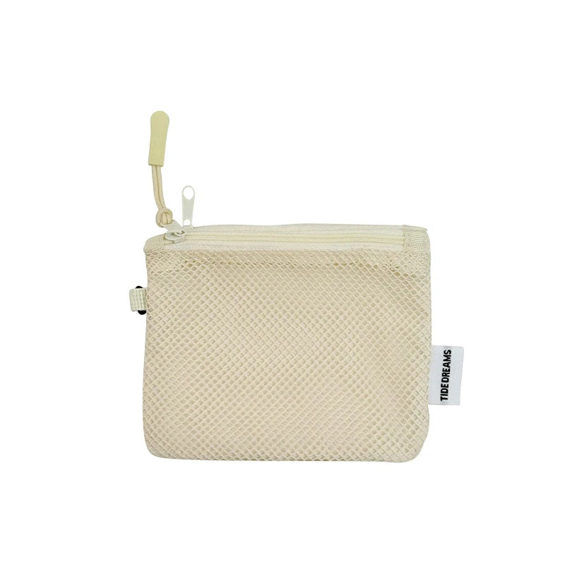 Dual-Layer Mesh Storage Bags Portable Travel Makeup Bag with Zipper Mini Toiletries Cosmetics Organizer Simple Stationery Bag