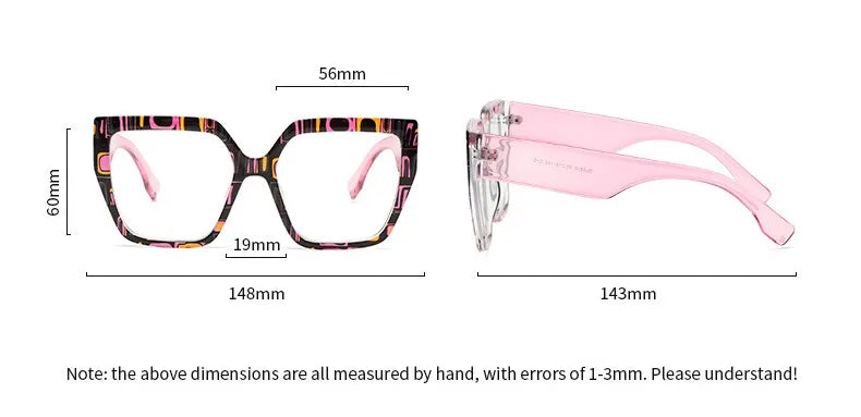 Colorful Large Frame Reading Glasses Women Trendy Big Size Square Resin Presbyopic Eyeglass Custom Prescription Spctacle #304000