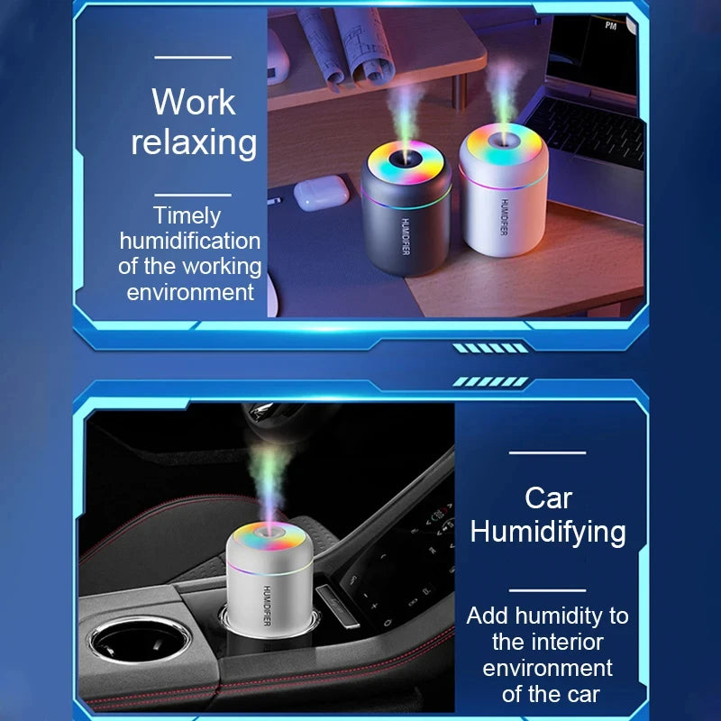 HOMEFISH Mini Air Humidifier Usb Aroma Diffuser Essential Oil Purifier Cool Mist Sprayer Home Bedroom LED Desktop Humidificador