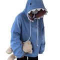Men Shark Hoodie Winter Pullover Sweater Casual Pocket Long Sleeve Pull Female Solid Hooded Sweaters Trendy Couple's Pullovers