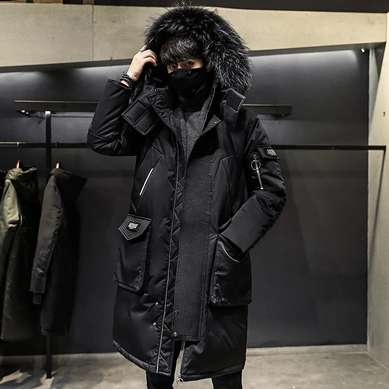Men's New Korean Version Thick Parka Over the Knee Men's Mid to Long Style Trendy Handsome Men's Coat High Quality Design Parkas