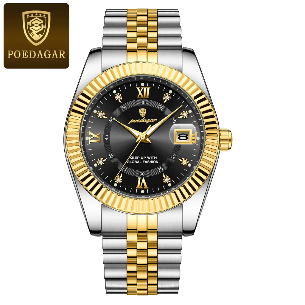 POEDAGAR Luxury Brand Man Wristwatch Waterproof Luminous Date Men Watch Stainless Steel High Quality Sports Men's Quartz Watches