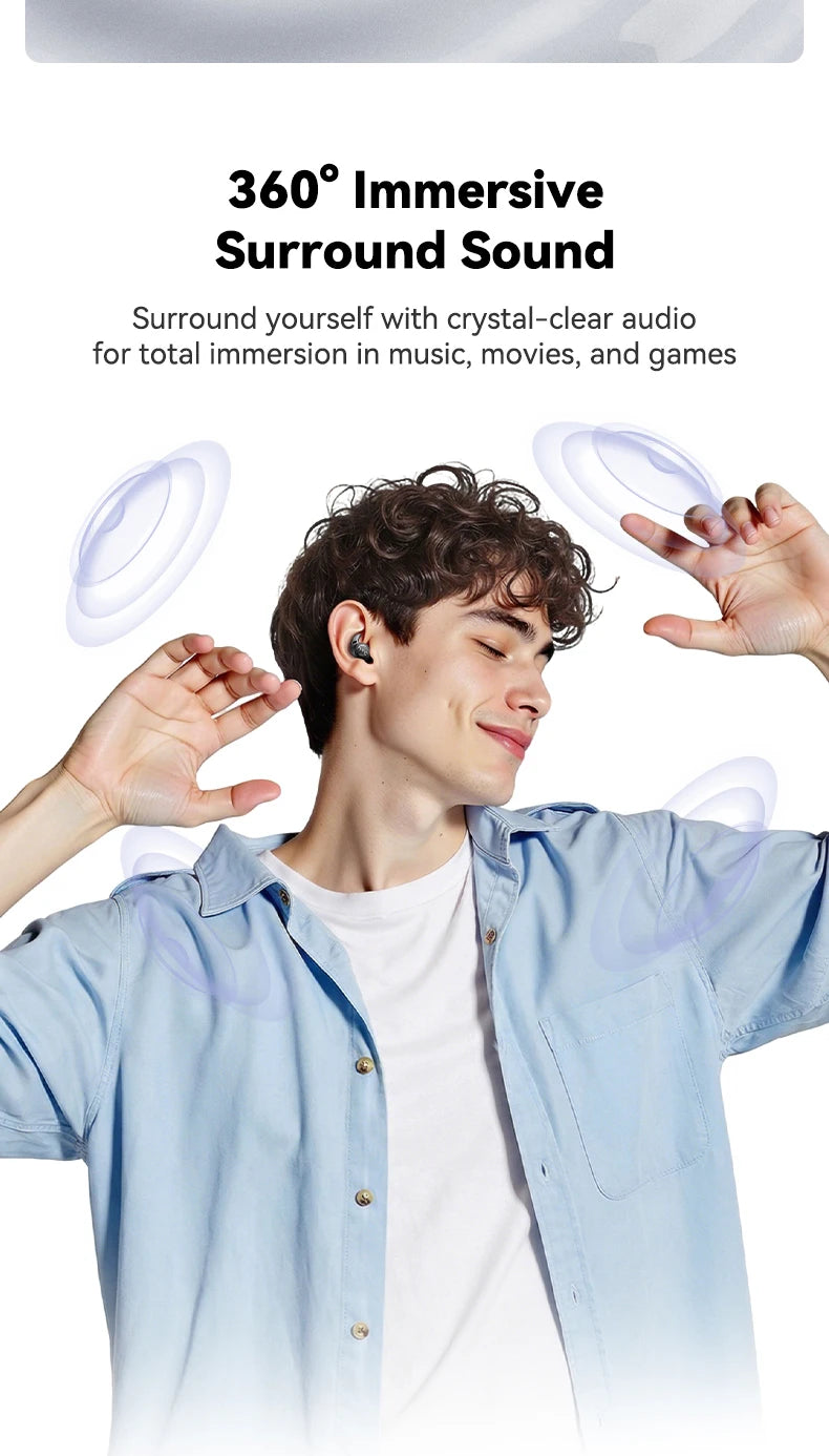 HTC NE76 Bluetooth Earphones, AI Translator Earbuds Mini Invisible Sleep Earbuds Soft Wireless Headphones Orange
