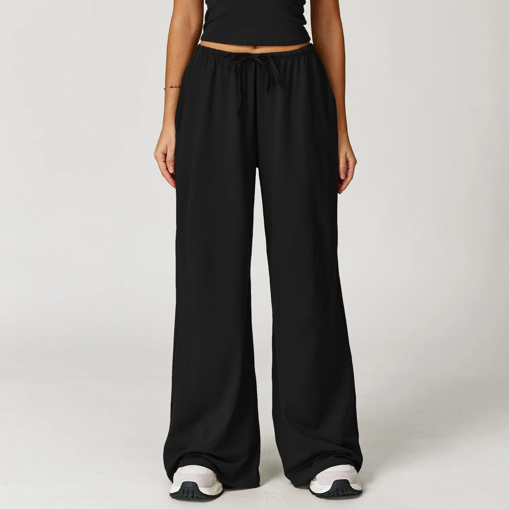 Women's High Waist Drawstring Yoga Pants Hanging Wide Leg Loose Casual Pants Women's Sports Pants Fitness Running Elastic Pants