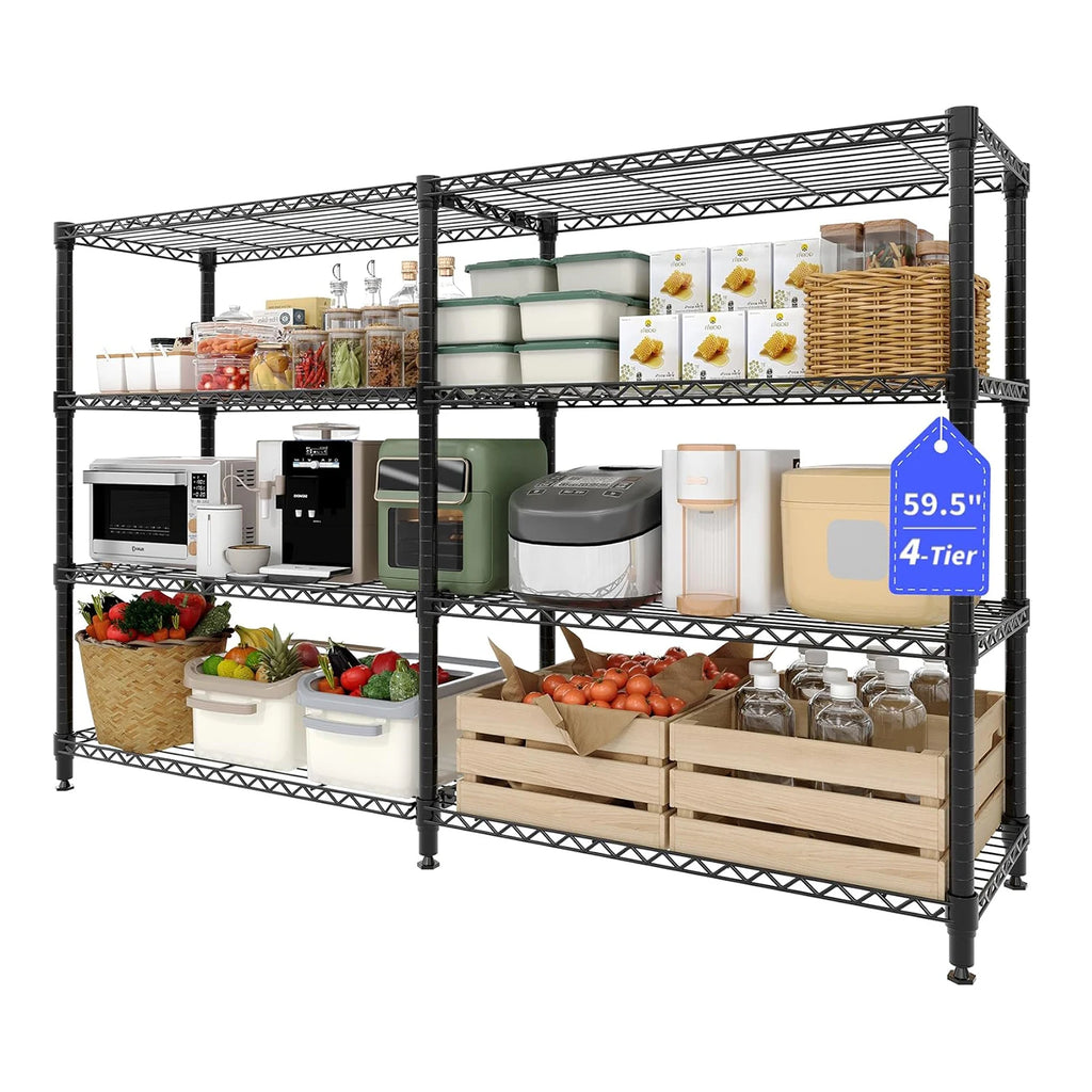 Heavy Duty Storage Shelves 4/5 Tiers Metal Shelving Unit Adjustable Organization Pantry Shelves for Kitchen Garage Commercial
