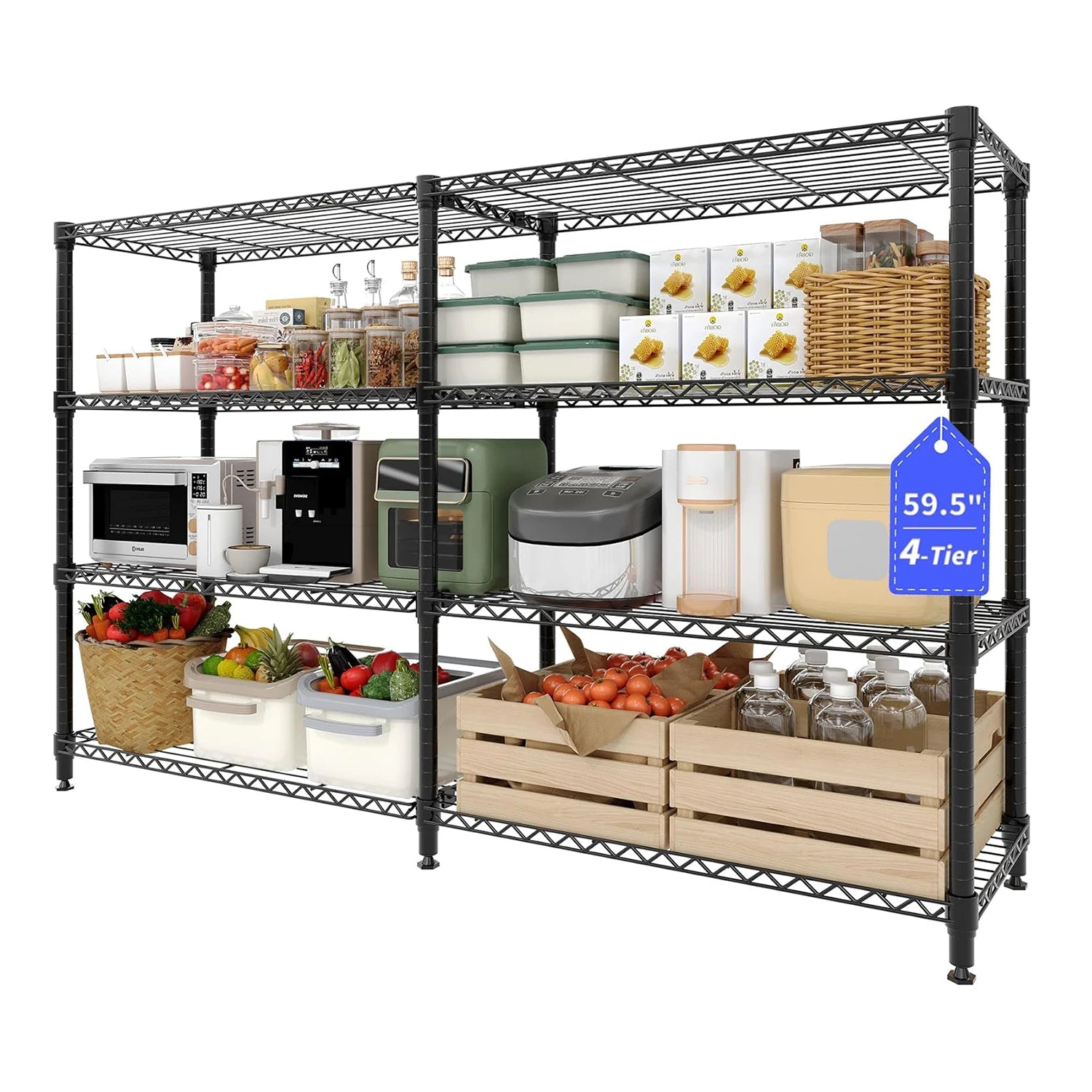 Heavy Duty Storage Shelves 4/5 Tiers Metal Shelving Unit Adjustable Organization Pantry Shelves for Kitchen Garage Commercial