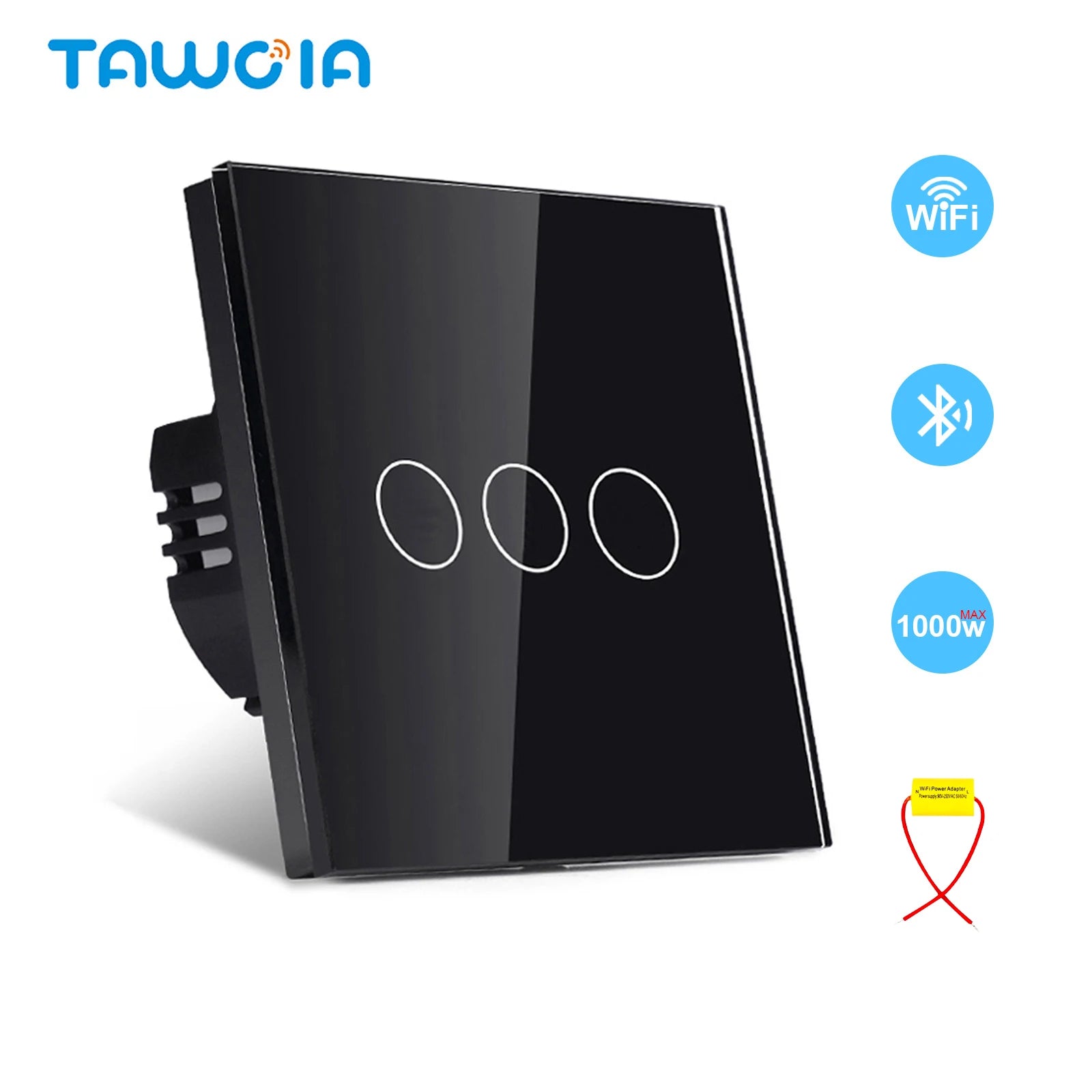 TAWOIA Wifi Touch Light Switches 1/2/3/4Gang Smart Wall Switch Tuya Smart Life Alexa Voice Control With Capacitor L/N1000W