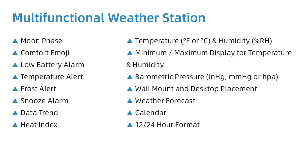 FABISENSE Wireless Weather Station with Indoor Outdoor Sensor Thermometer Hygrometer, Forecast Barometer Moon Phase, USB Powered