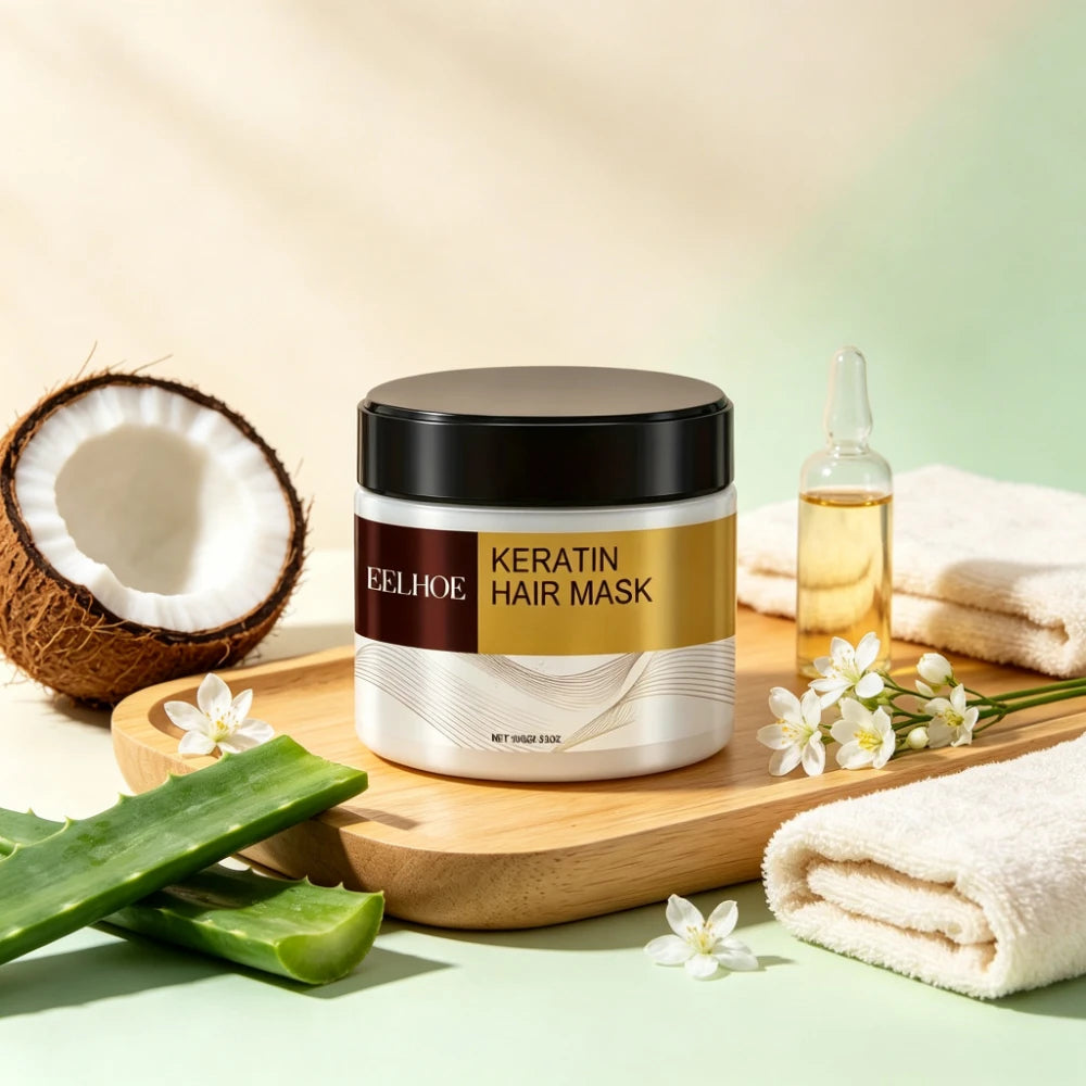 Keratin Hair Mask Nourishing Repair Hair Treatment Mask 100g Smoothing Moisturizing Mask for Dry Damaged Frizzy Bleached Hair
