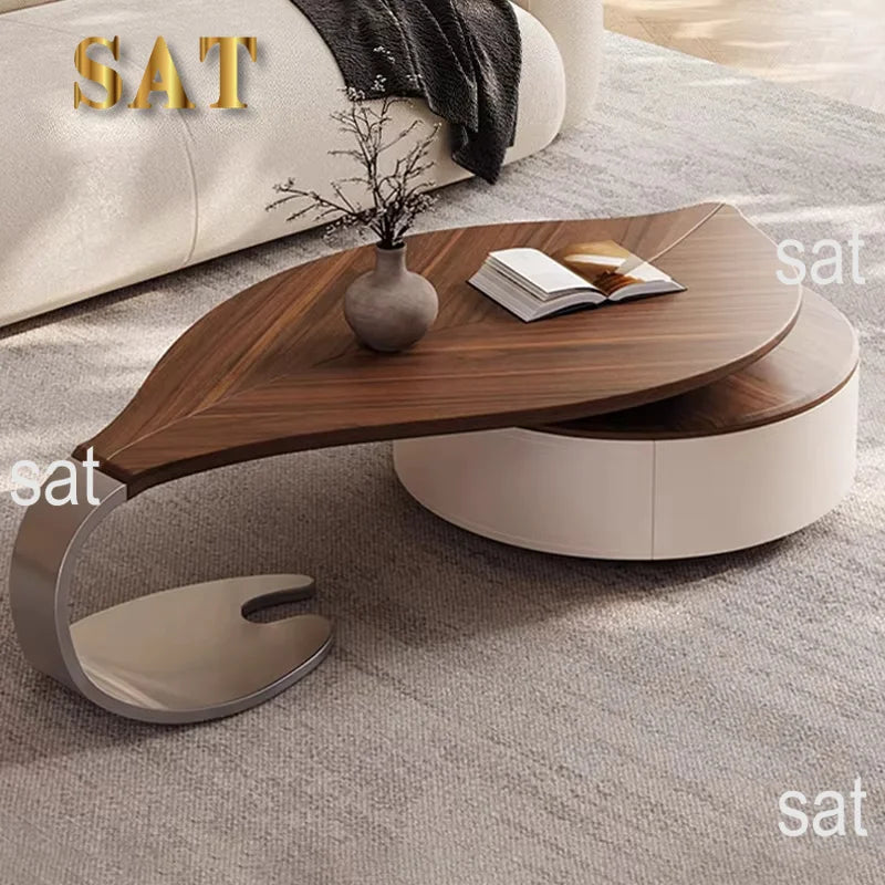 ！@Living Room Furniture Set Wooden Modern Nesting China Small Oval Shape Side Tea Table Design Leaf Shaped Coffee Table
