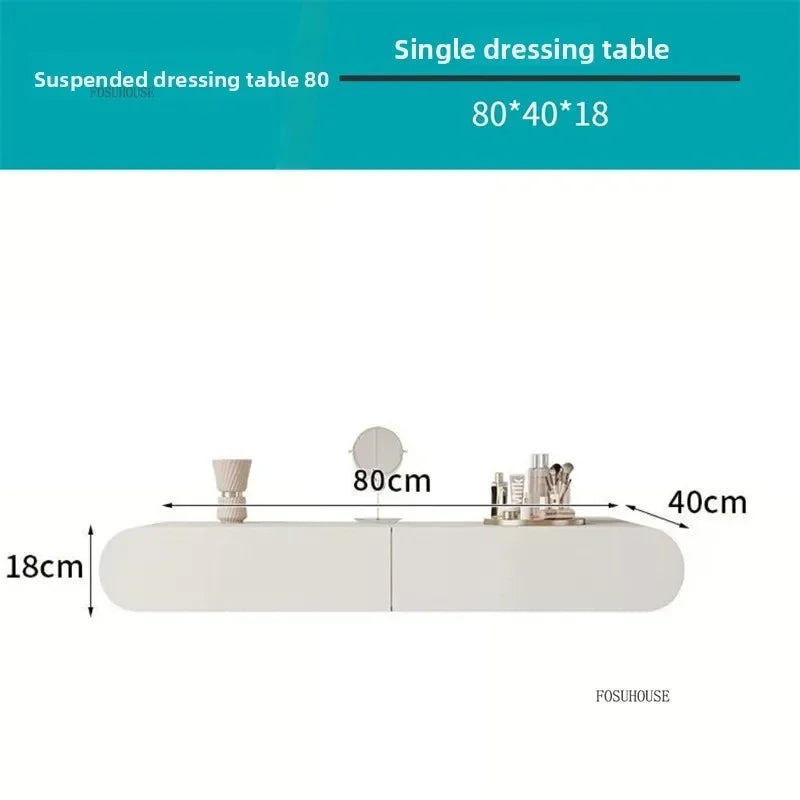 Nordic Wall-mounted Makeup Vanities Creative Bedroom Furniture with Full-length Mirror Vanity Desk Wooden Storage Dressing Table