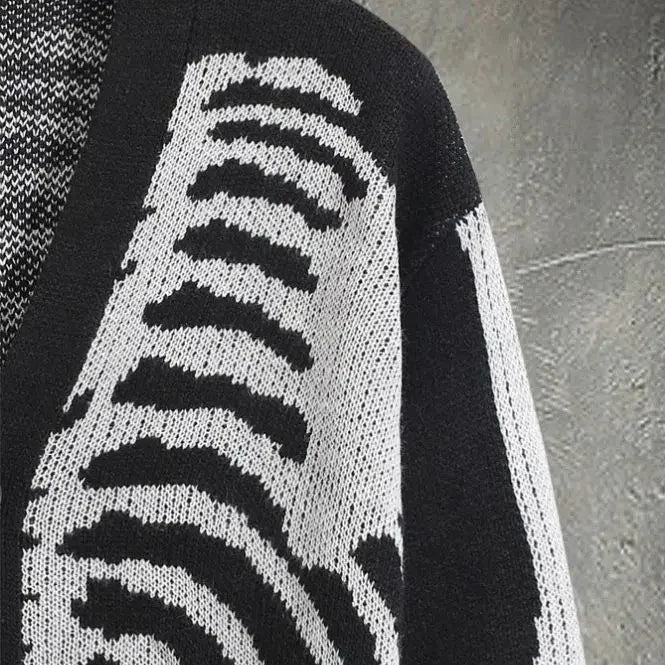 Unisex Knitted Jacquard Pattern Sweaters Spring Autumn Casual Loose Cardigan for Men Women Plus Size Halloween Y2K Cardigans