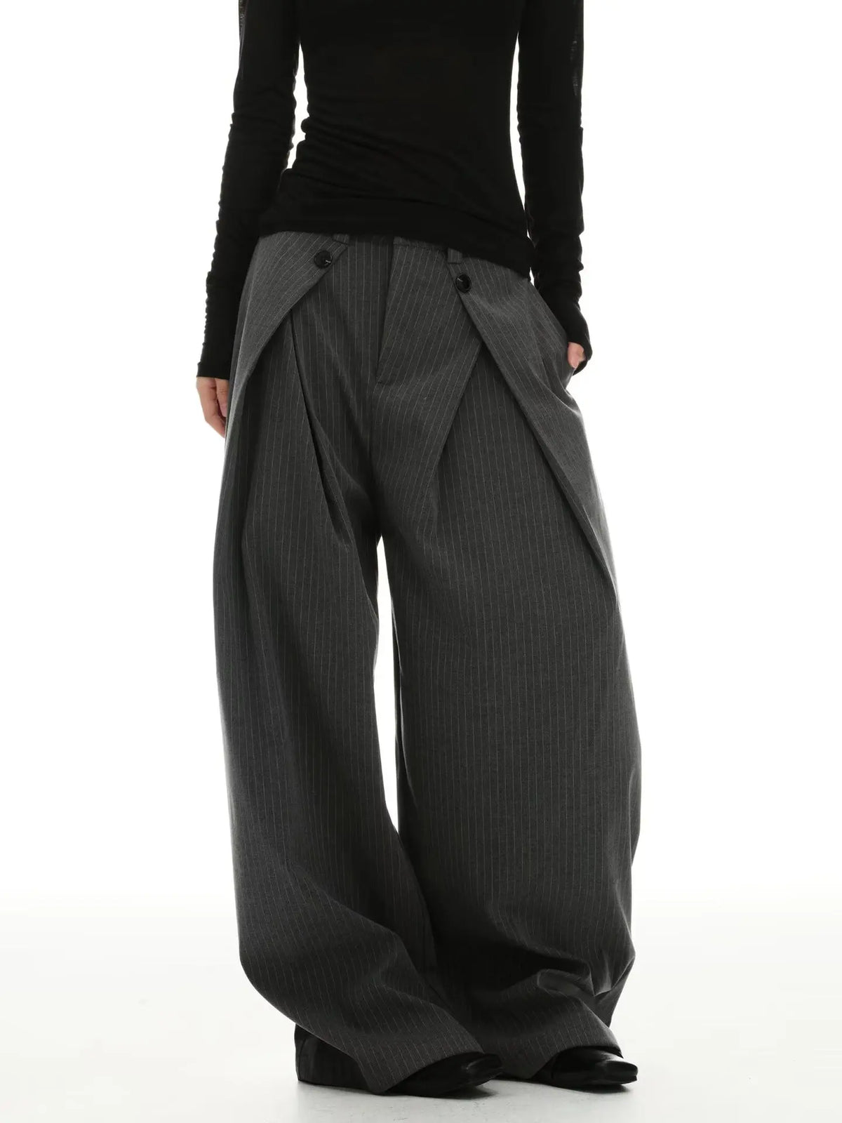 2026 New Vintage Pinstripe Suit Pants Loose Wide Leg Slimming Long Pants Casual Commute Trousers For Men And Women