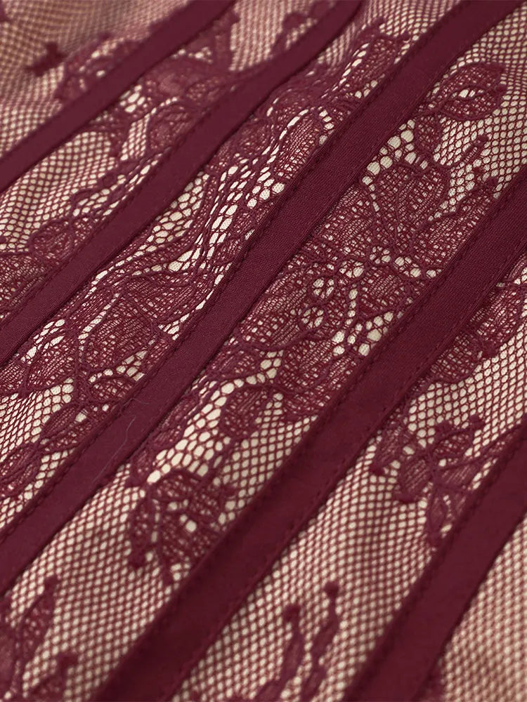 Chic Bold Strapless Gown Sexy Retro Lace Corset Women's Dresses Spicy Girls Parties Trendy Romantic Designers Female Outfits