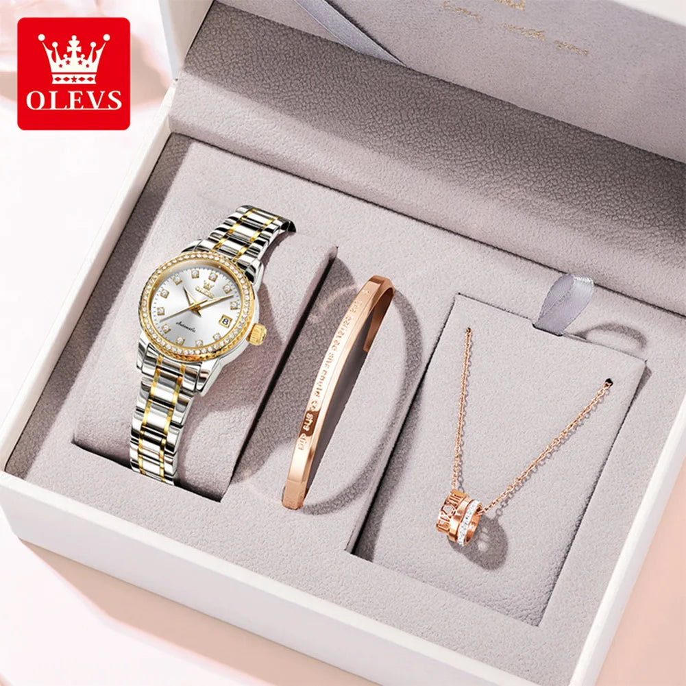 OLEVS Automatic Mechanical Watch for Ladies Auto Date Top Brand Business Luxury Women Watch NEW 7003