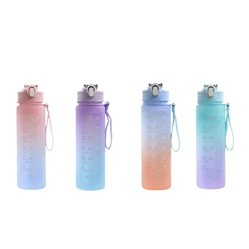 Sports Water Bottle with Time-Tracking Straw Leak Proof Locking Flip Cover for Easy Carry Ideal for Outdoor Adventures