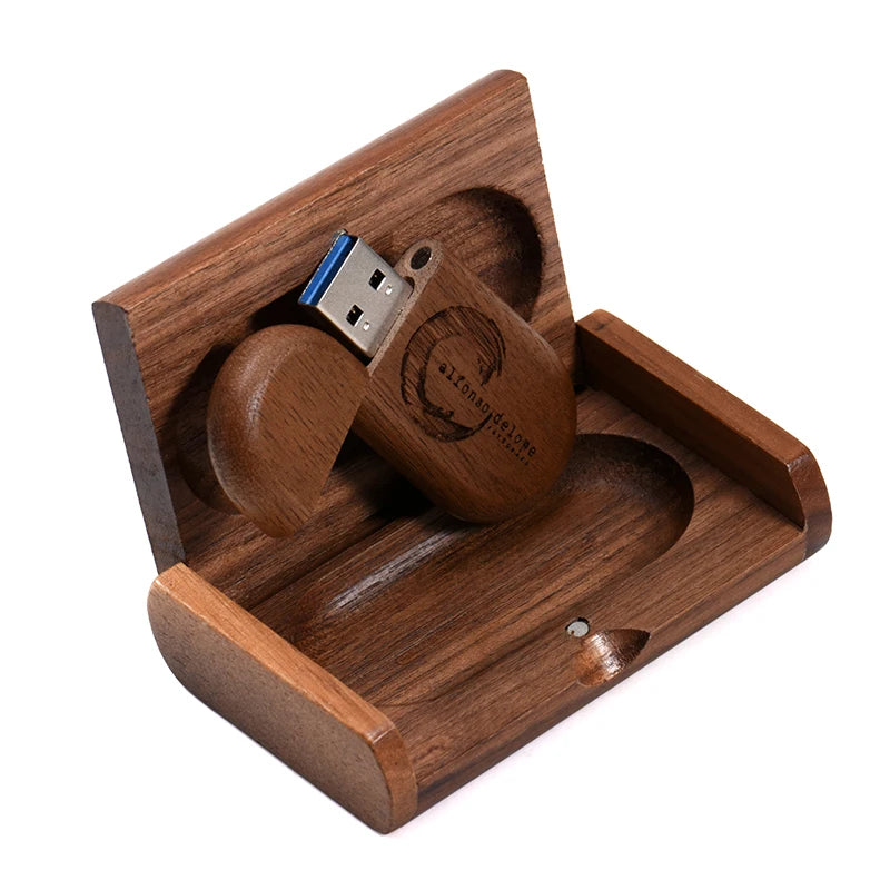 Wedding Gift USB 3.0 Stick 64GB Custom Logo Wooden Box Flash Drives 32GB Pendrive Free Sample U Disk 16GB 8GB 4GB Memory Stick