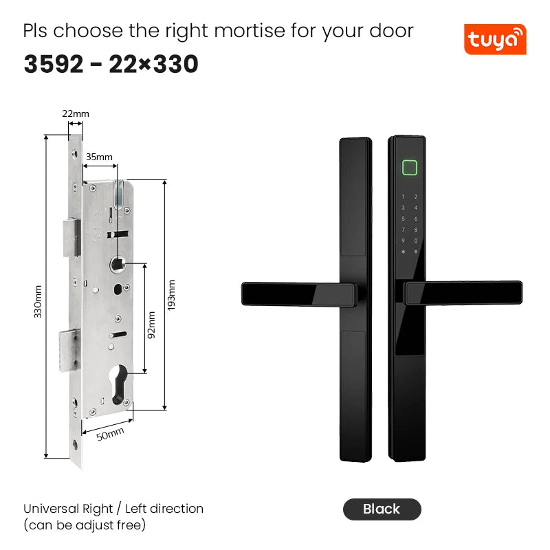 Smart Fingerprint Door Lock 34mm Ultra Narrow No Drilling Replacement TTLock App Anti Peep Password IC Key For Sliding Doors