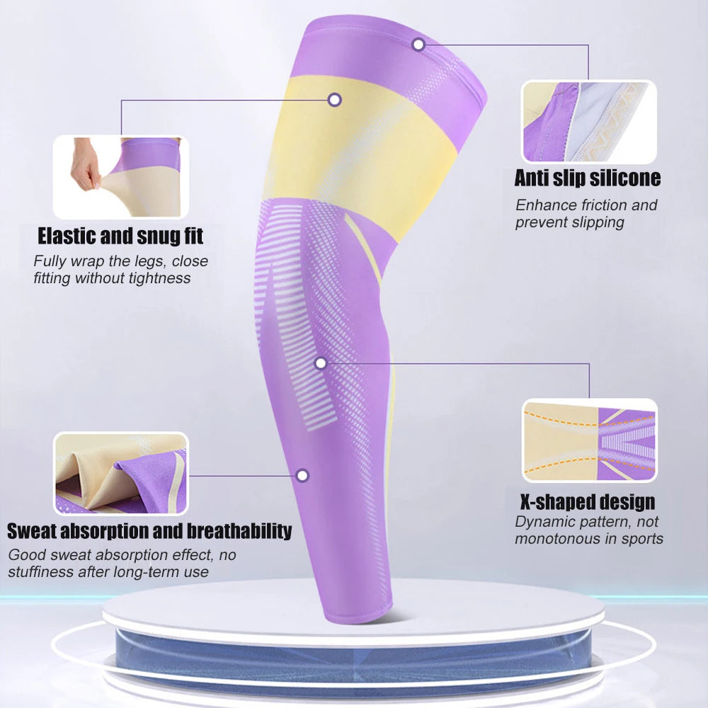 1PCs Compression Leg Sleeves Full Length for Varicose Veins Running Cycling Sports UV Protection Knee Support for Women Men