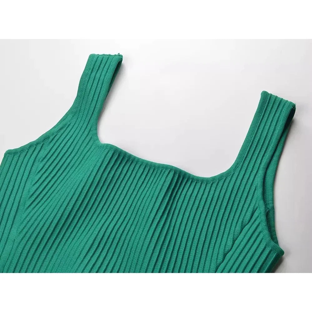 2026 Summer New Women's Square Neck High Waist Suspender Dress, Fashionable Casual Vacation Style, Waist Pockets, A-line Skirt