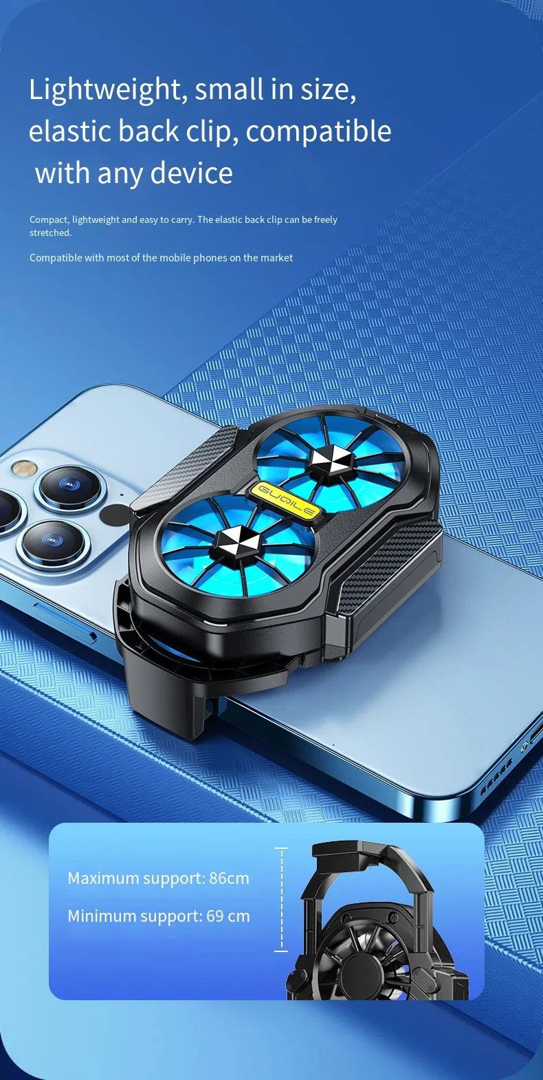 2025 New FS01 Dual - Fan Mobile Phone Cooler, Cools Down In 10 Seconds + Wireless Battery Life,  Relieves Heat  For Your Phone
