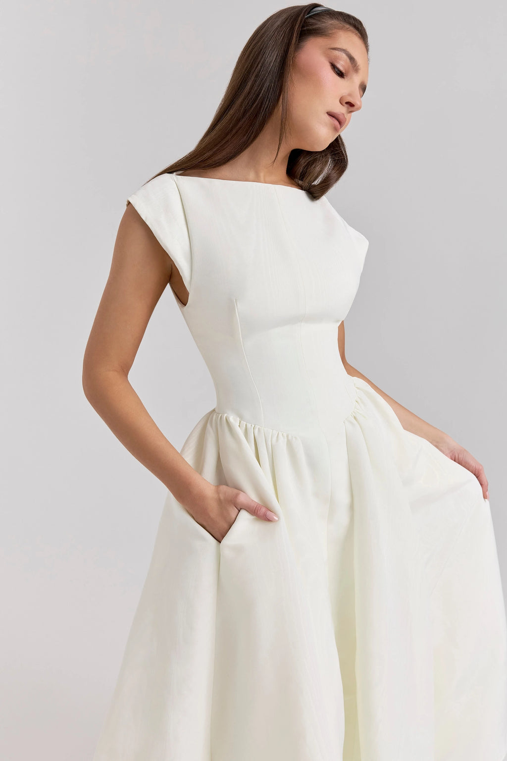 CHNMR French Elegant Solid O-neck Sleeveless Women A-line Long Dress Sexy Ruffle High Street Lady Dresses Casual Female Vestidos
