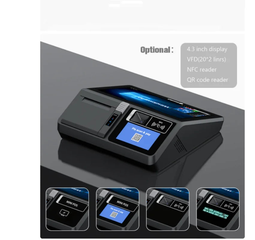 11.6inch Desktop /Wall-mounted Windows & Android Cash Register POS Systems with 80mm Autocutter Thermal Receipt & Label Printer